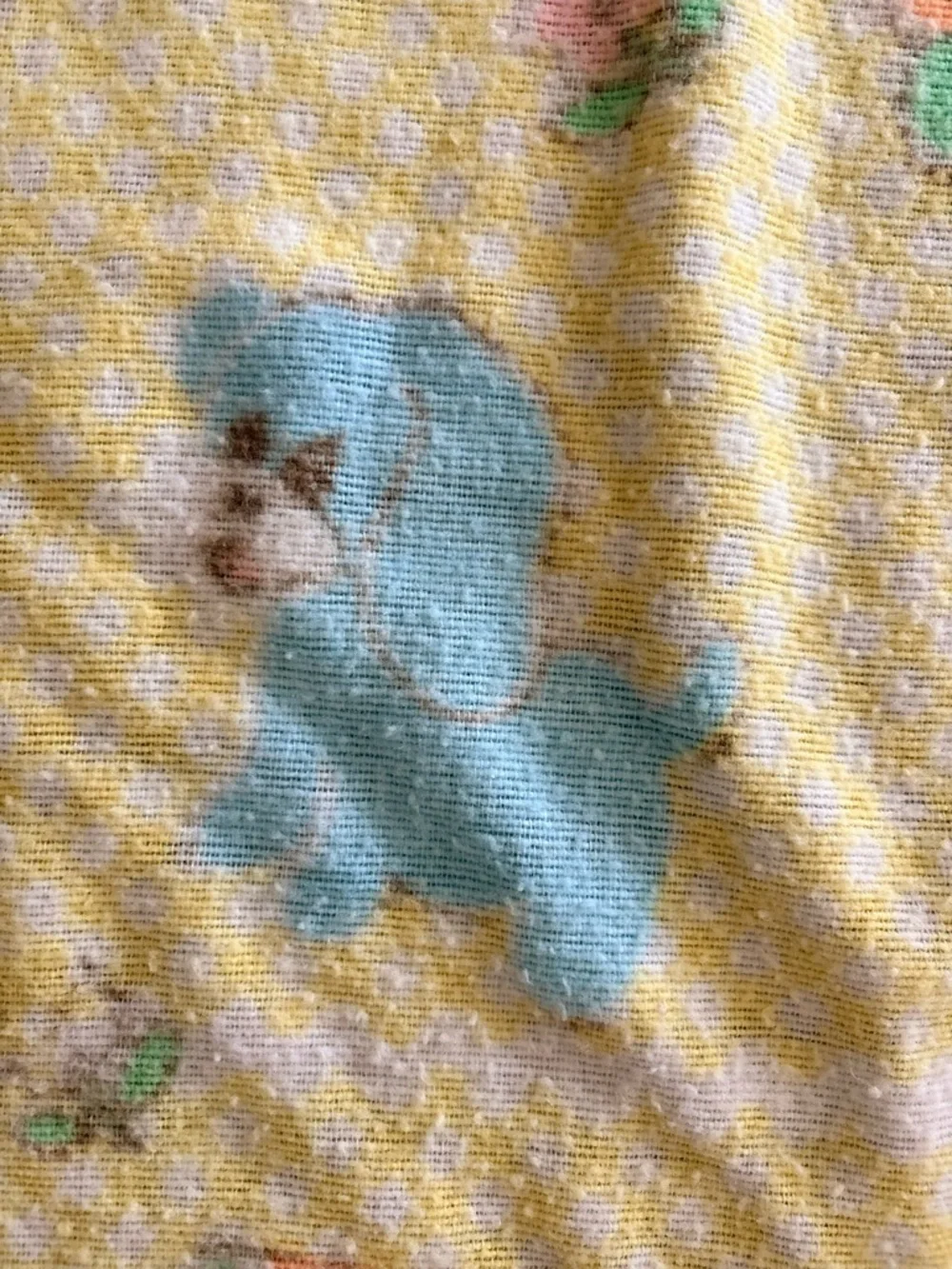 Vintage Pastel Animal Baby Blanket with Satin trim made in USA baby Gordon style